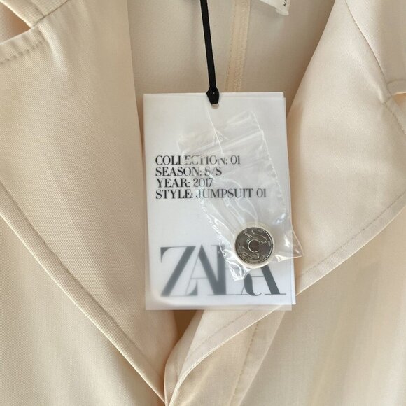 Zara Collection Cream Belted Jumpsuit Wool XS/S - Picture 7 of 10